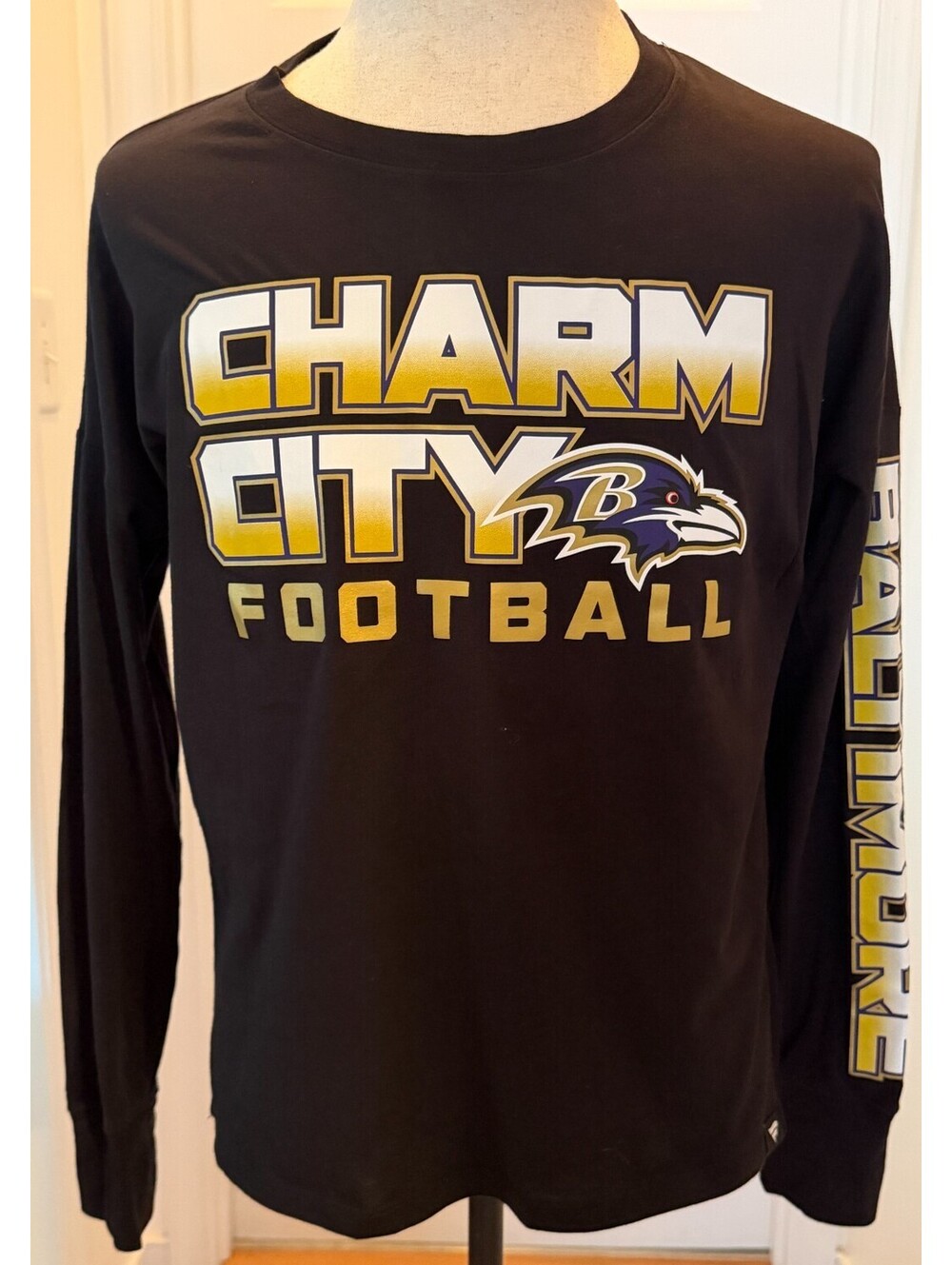 Fanatics Baltimore Ravens Charm City Football Long Sleeve Shirt Mens Large L Bla